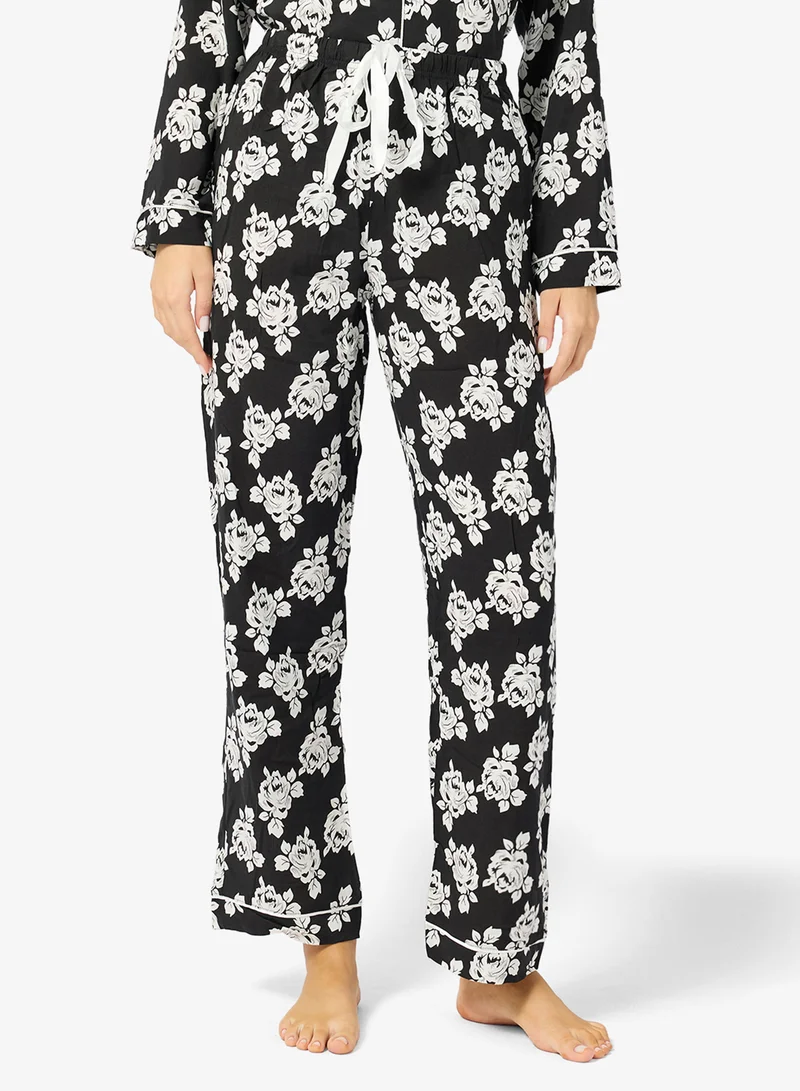 Ginger Floral Print Button Up Shirt & Pyjama Set